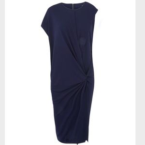 Helmut Lang  Dark Navy Twist Drape Asymmetric Dress. Very classy 💙